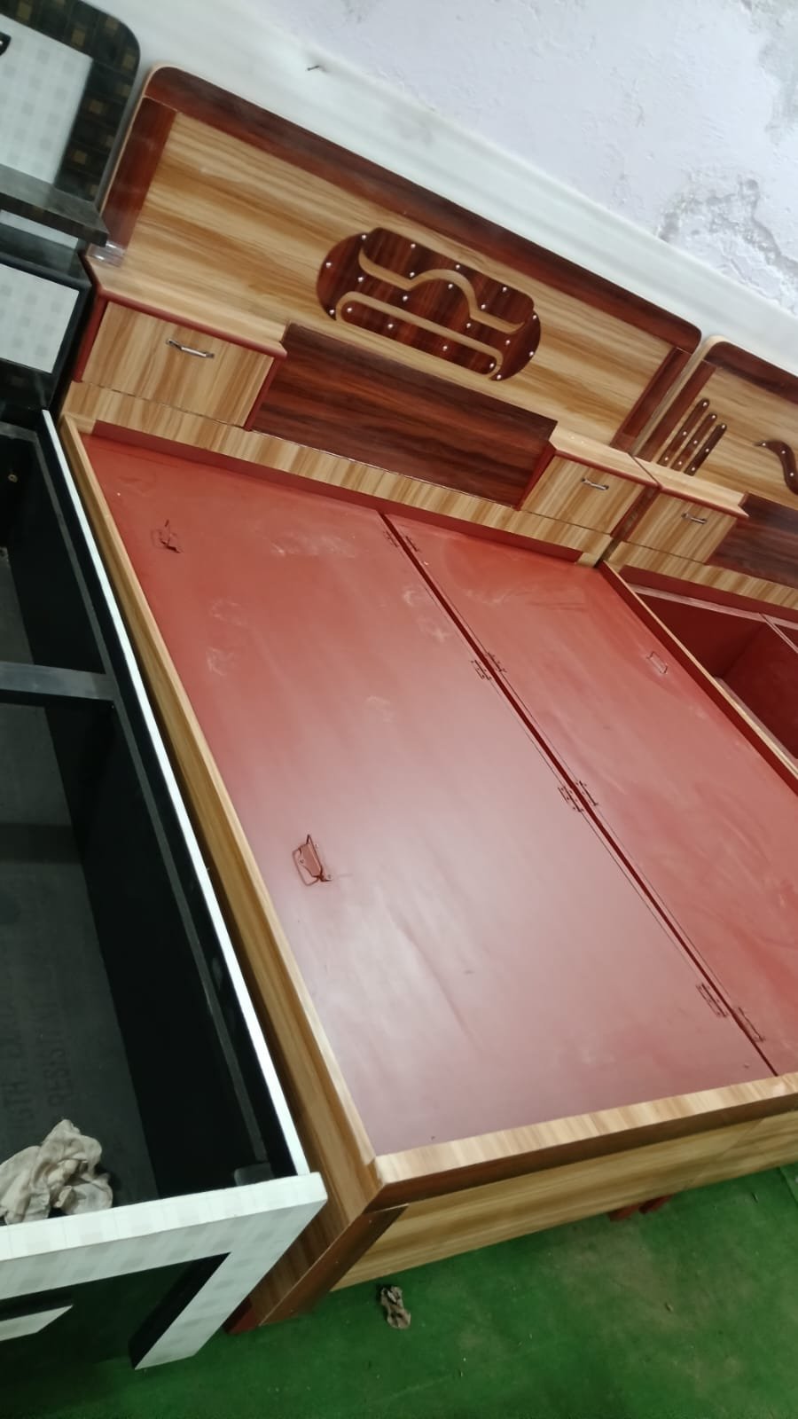 Wooden Double Bed Red Headboard Beds